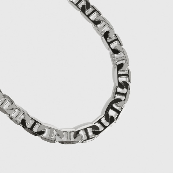 Silver Mariner Chain Necklace*Unisex Necklace*Flat Marina Necklace*Waterproof - Picture 5 of 7